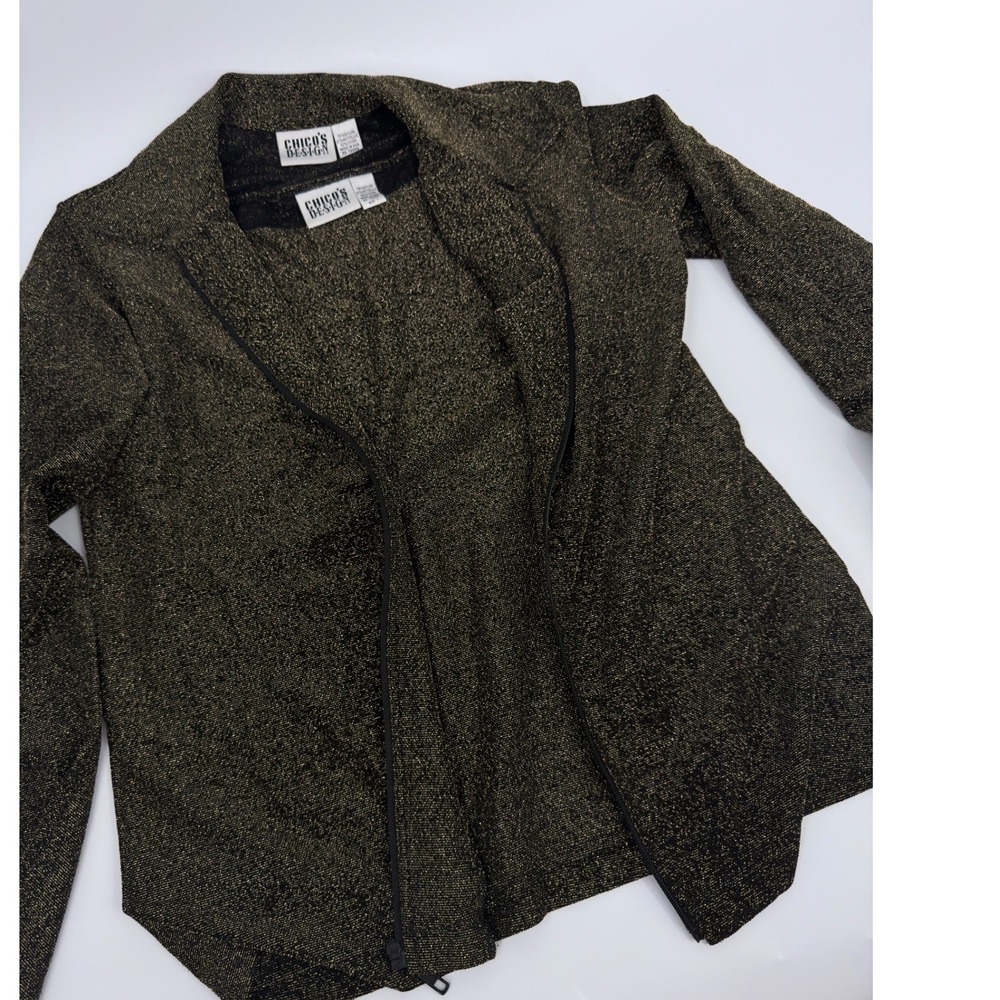 Chicos Design Twin Set Jacket Tank 90s Vintage Womens Size 1 Medium Black Gold